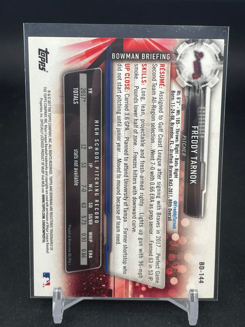 2017 TOPPS BOWMAN DRAFT - PURPLE - 1ST BOWMAN - F. TARNOK - #BD144 - #'D/250