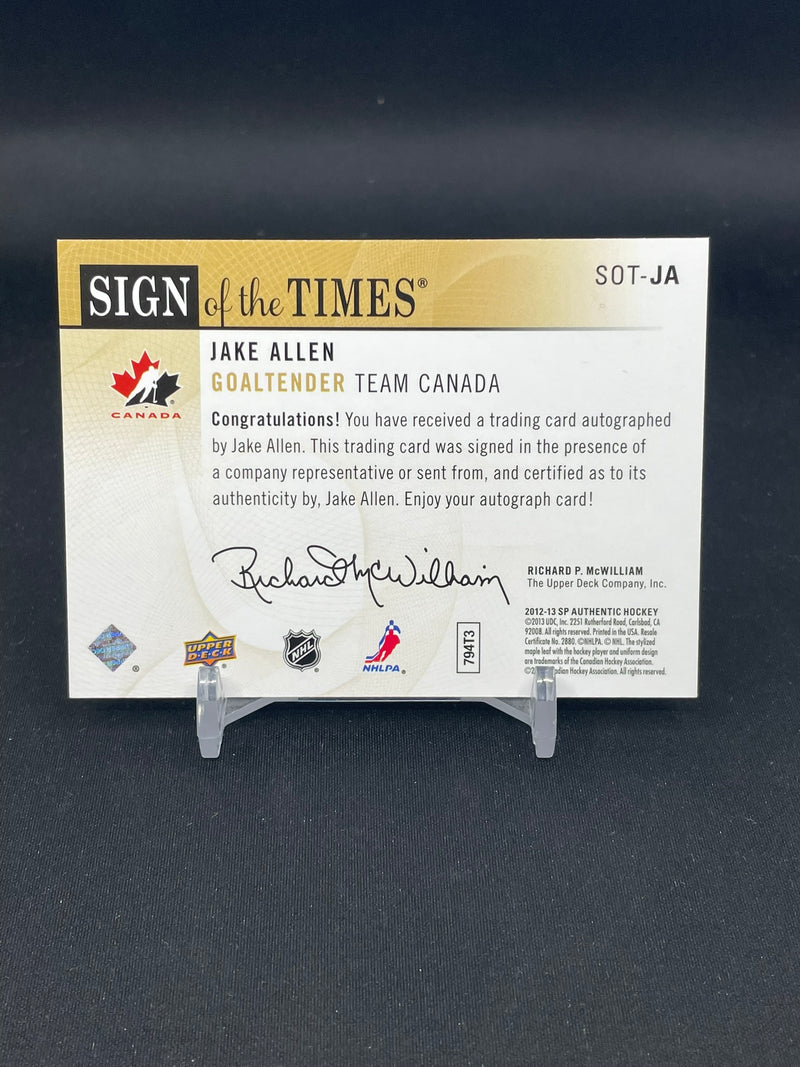2012 UPPER DECK SP AUTHENTIC - SIGN OF THE TIMES - J. ALLEN -