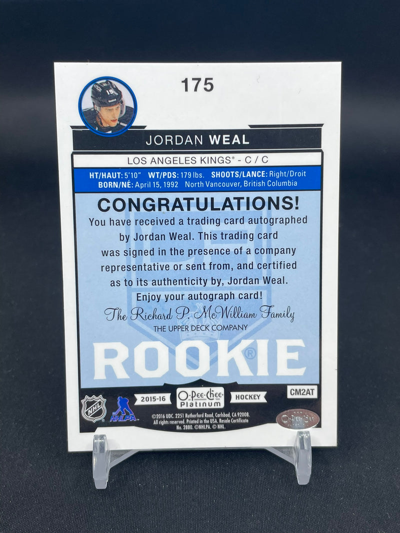 2015 UPPER DECK O-PEE-CHEE PLATINUM - ROOKIE AUTO - J. WEAL -