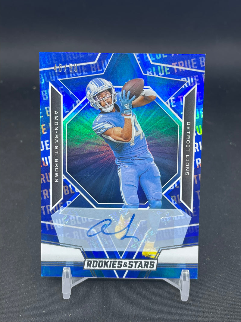 2023 PANINI ROOKIES & STARS - TRUE BLUE - A. ST. BROWN - #33 - #'D/50 - AUTOGRAPH