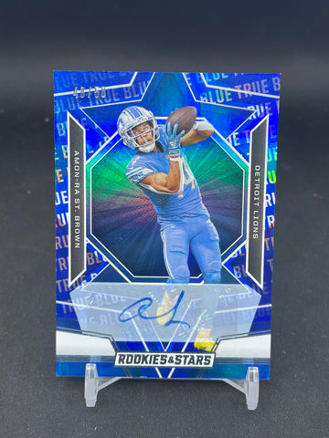 2023 PANINI ROOKIES & STARS - TRUE BLUE - A. ST. BROWN - #33 - #'D/50 - AUTOGRAPH