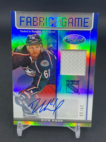 2012 PANINI CERTIFIED - MIRROR BLUE - FABRIC OF THE GAME - R. NASH - #FOG-RN - #'D/50 - RELIC - AUTOGRAPH