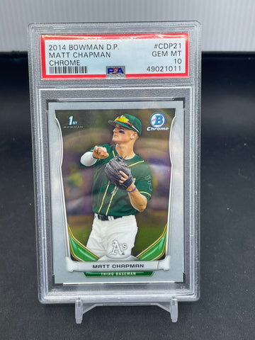 2014 TOPPS BOWMAN DRAFT PICKS - CHROME - 1ST BOWMAN - M. CHAPMAN - #CDP21 - PSA 10