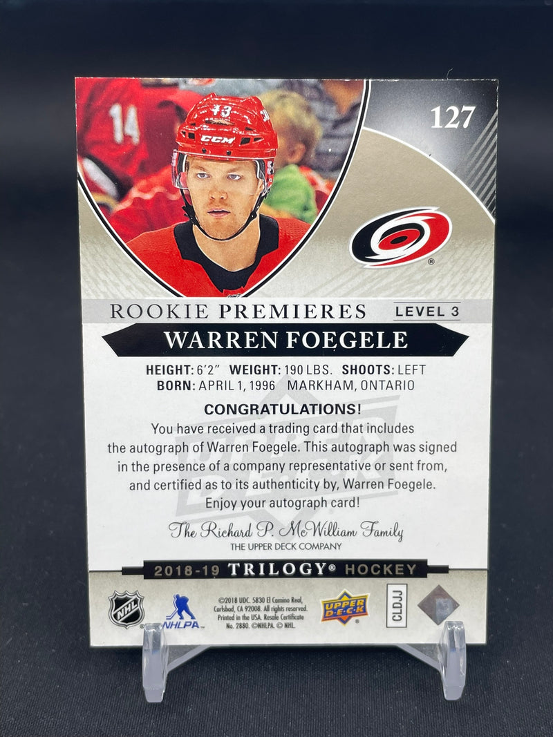 2018 UPPER DECK TRILOGY - BLACK LEVEL 3 - ROOKIE PREMIERES - W. FOEGELE - #127 - #'D/9 - AUTOGRAPH - RC