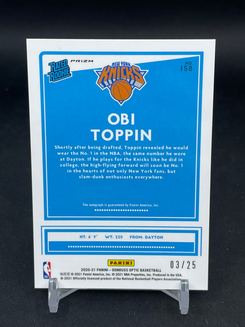 2020 PANINI DONRUSS OPTIC - PINK - RATED ROOKIE - O. TOPPIN - #158 - #'D/25 - AUTOGRAPH - RC