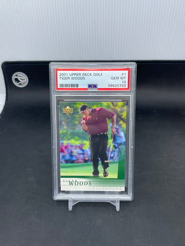 2001 UPPER DECK GOLF - T. WOODS - #1 - PSA 10 - RC