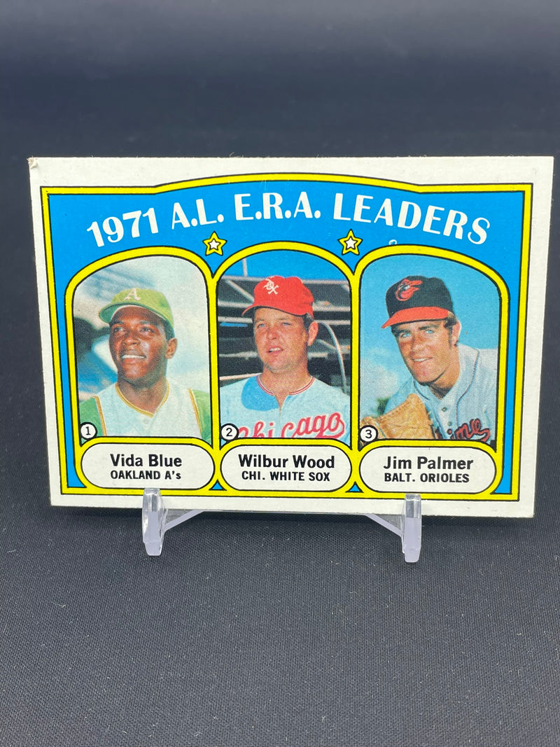 1972 TOPPS - A.L. E.R.A. LEADERS - V. BLUE / W. WOOD / J. PALMER -