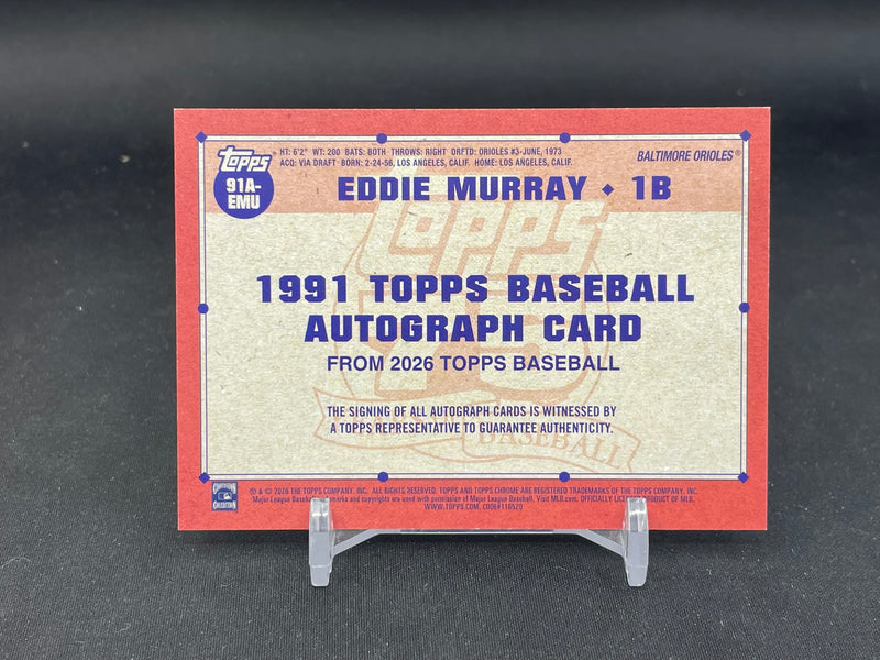 2026 TOPPS SERIES ONE - BLACK AUTO - E. MURRAY - #91A-EMU - #'D/10 - AUTOGRAPH