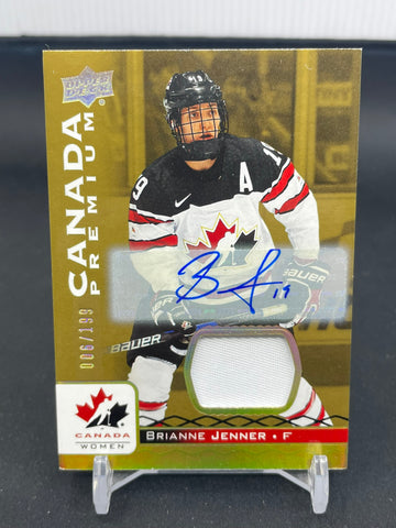 2017 UPPER DECK TEAM CANADA - CANADA PREMIUM - B. JENNER - #25 - #'D/199 - RELIC - AUTOGRAPH