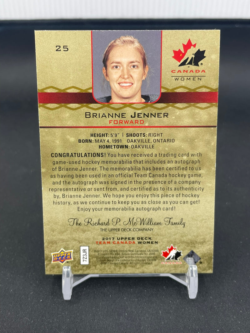 2017 UPPER DECK TEAM CANADA - CANADA PREMIUM - B. JENNER - #25 - #'D/199 - RELIC - AUTOGRAPH