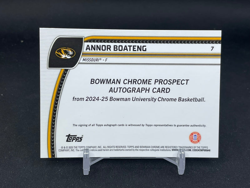 2024 TOPPS BOWMAN CHROME UNIVERSITY - BLACK/WHITE STEALTH - 1ST BOWMAN - A. BOATENG - #7 - #'D/48 - AUTOGRAPH
