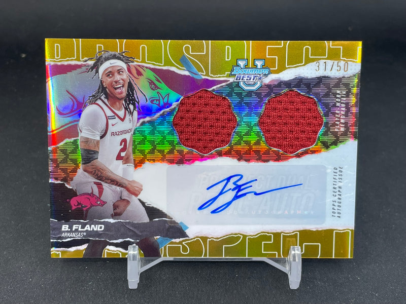 2024 TOPPS BOWMAN'S BEST UNIVERSITY - GOLD - B. FLAND - #PDRA-BF - #'D/50 - DUAL RELIC - AUTOGRAPH