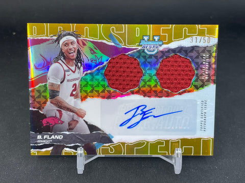 2024 TOPPS BOWMAN'S BEST UNIVERSITY - GOLD - B. FLAND - #PDRA-BF - #'D/50 - DUAL RELIC - AUTOGRAPH