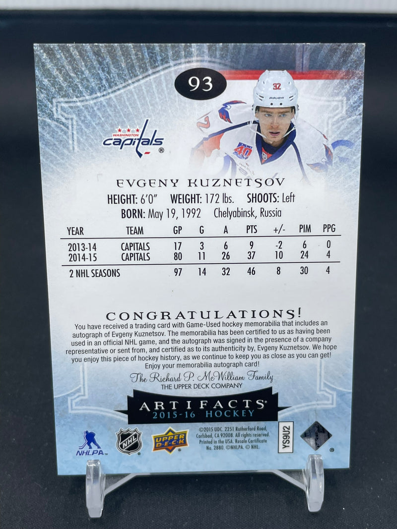 2015 UPPER DECK ARTIFACTS - E. KUZNETSOV - #93 - #'D/49 - DUAL RELIC - AUTOGRAPH