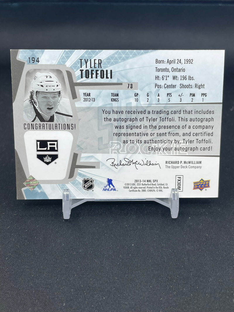 2013 UPPER DECK SPX - T. TOFFOLI - #194 - #'D/499 - DUAL RELIC - AUTOGRAPH - RC