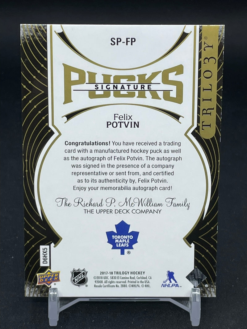 2017 UPPER DECK TRILOGY - SIGNATURE PUCKS - F. POTVIN - #SP-FP - #'D/18 - AUTOGRAPH