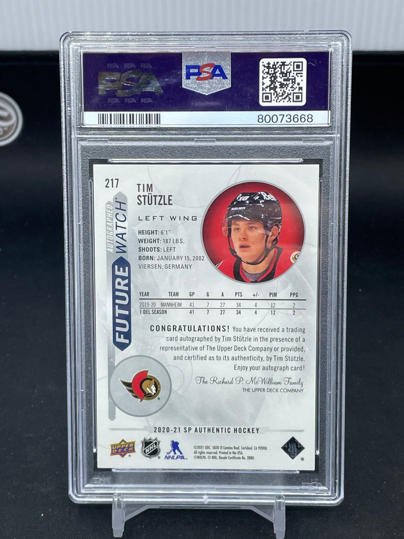 2020 UPPER DECK SP AUTHENTIC - FUTURE WATCH AUTO - T. STUTZLE - #217 - #'D/999 - AUTOGRAPH - PSA 10 - RC
