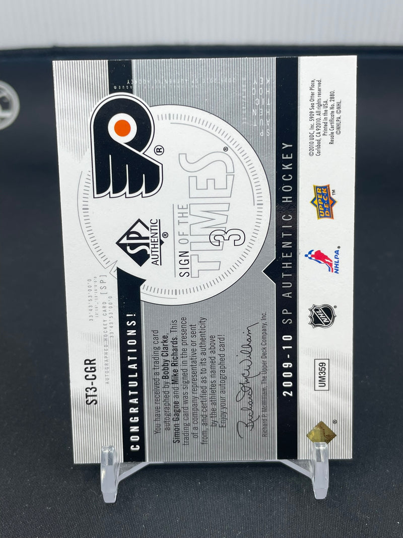 2009 UPPER DECK SP AUTHENTIC - SIGN OF THE TIMES 3 - B. CLARKE / S. GAGNE / M. RICHARDS - #ST3-CGR - #'D/25 - TRIPLE AUTOGRAPH