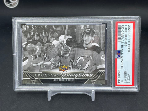 2023 UPPER DECK SERIES TWO - B/W - UD CANVAS - YOUNG GUNS - L. HUGHES - #C213 - PSA 10 - RC