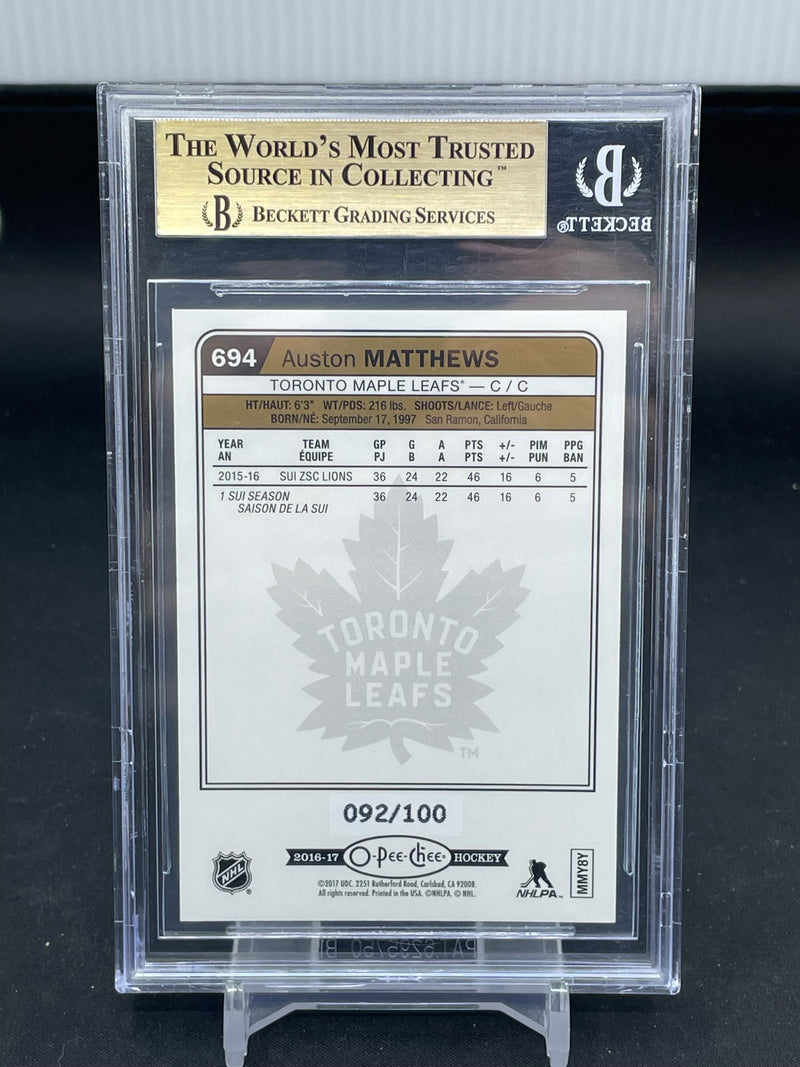 2016 UPPER DECK O-PEE-CHEE - RAINBOW BLACK - A. MATTHEWS - #694 - #'D/100 - BGS 9.5 - RC