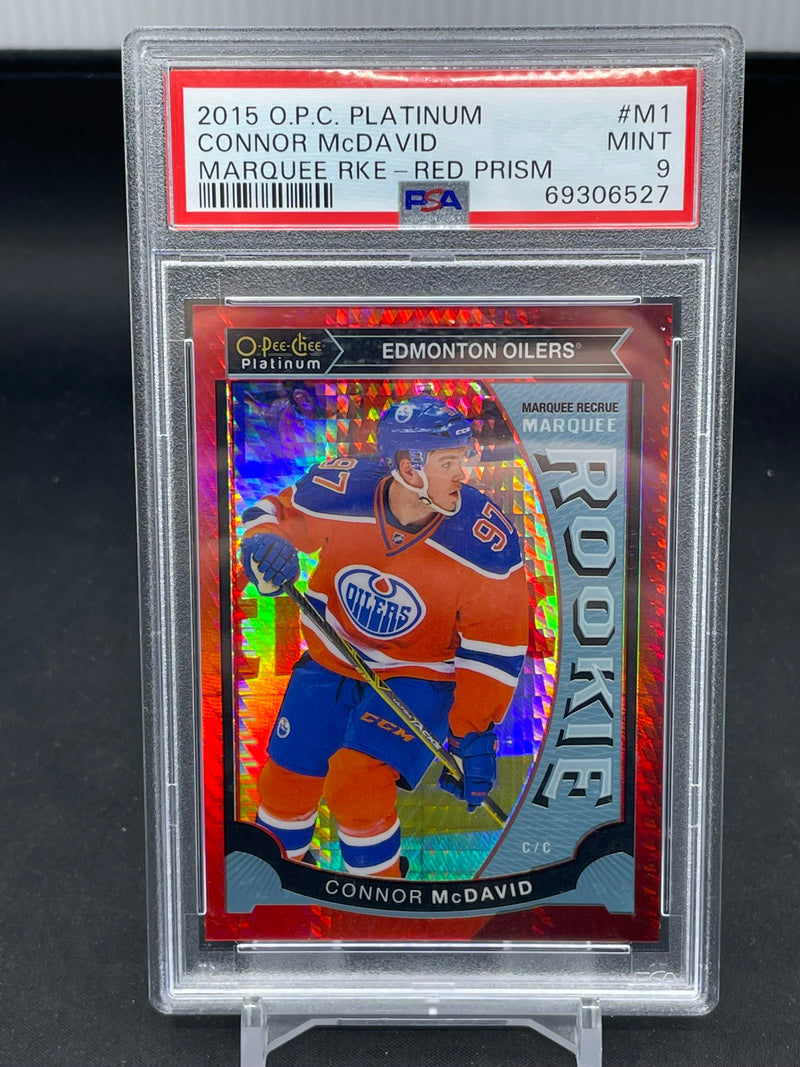 2015 UPPER DECK O-PEE-CHEE PLATINUM - RED PRISM - MARQUEE ROOKIE - C. MCDAVID - #M1 - #'D/149 - PSA 9 - RC