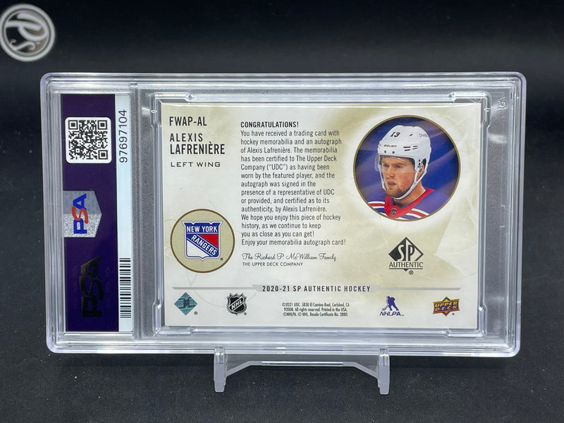2020 UPPER DECK SP AUTHENTIC - FUTURE WATCH AUTO PATCH - A. LAFRENIERE - #FWAP-AL - #'D/100 - RELIC - AUTOGRAPH - PSA 10 - RC