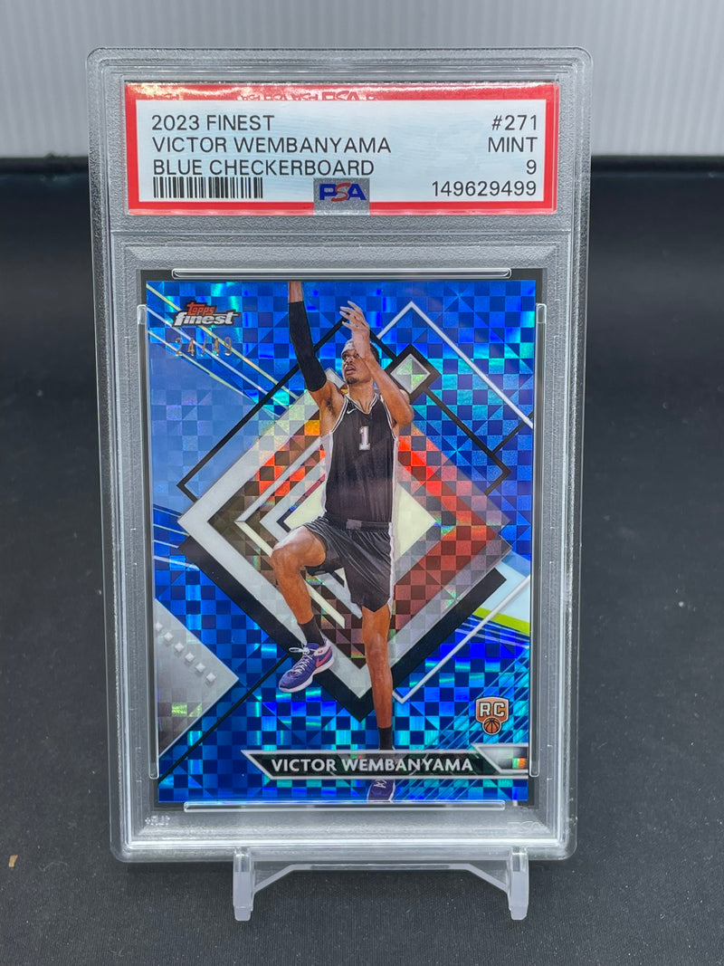 2023 TOPPS FINEST - BLUE CHECKERBOARD - V. WEMBANYAMA - #271 - #'D/49 - PSA 9 - RC