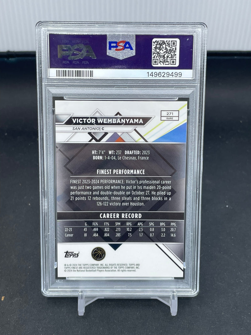 2023 TOPPS FINEST - BLUE CHECKERBOARD - V. WEMBANYAMA - #271 - #'D/49 - PSA 9 - RC