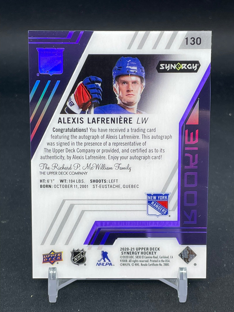 2020 UPPER DECK SYNERGY - PURPLE ROOKIE - A. LAFRENIERE - #130 - #'D/15 - AUTOGRAPH - RC
