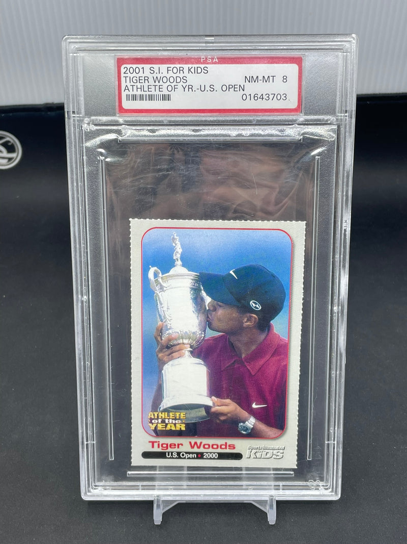2000 SPORTS ILLUSTRADED FOR KIDS - ATHLETE OF THE YEAR U.S OPEN - T. WOODS - PSA 8