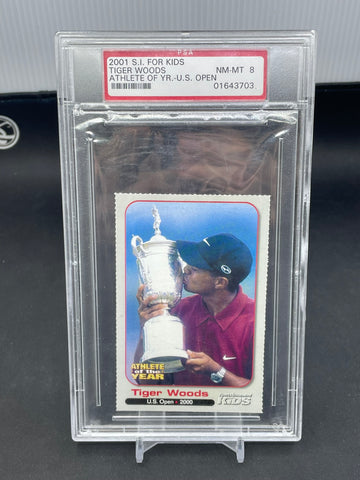 2000 SPORTS ILLUSTRADED FOR KIDS - ATHLETE OF THE YEAR U.S OPEN - T. WOODS - PSA 8