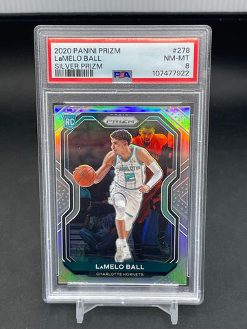 2020 PANINI PRIZM - SILVER PRIZM - L. BALL - #278 - PSA 8 - RC