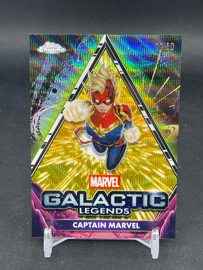 2025 TOPPS CHROME MARVEL - GOLD WAVE - GALACTIC LEGENDS - CAPTAIN MARVEL - #GL-9 - #'D/50