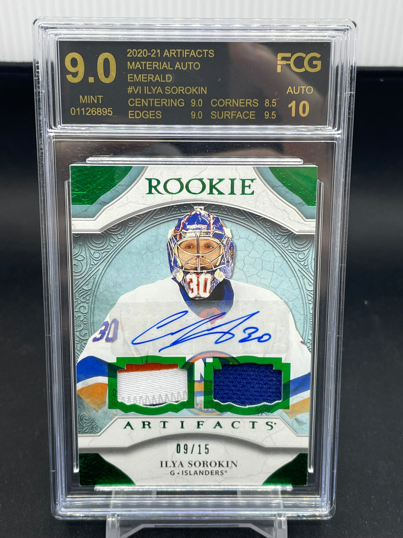 2020 UPPER DECK ARTIFACTS - EMERALD - MATERIAL AUTO - I. SOROKIN - #VI - #'D/15 - FCG 9 & AUTOGRAPH 10