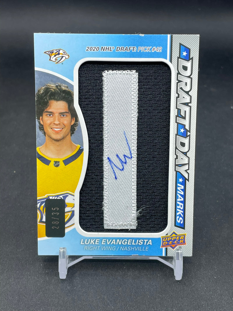 2023 UPPER DECK SP GAME USED - DRAFT DAY MARKS - L. EVANGELISTA - #DDM-LE - #'D/35 - RELIC - AUTOGRAPH