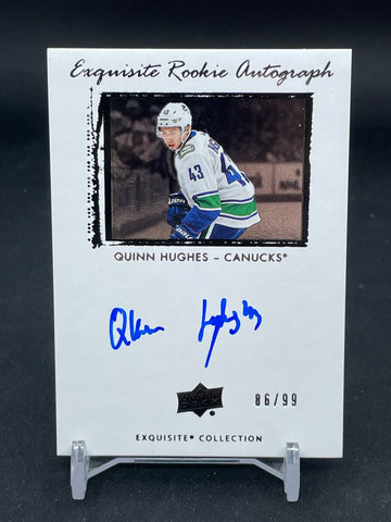 2019 UPPER DECK EXQUISITE COLLECTION - RETRO EXQUISITE ROOKIE AUTOGRAPH - Q. HUGHES - #09T-QH - #'D/99 - AUTOGRAPH - RC