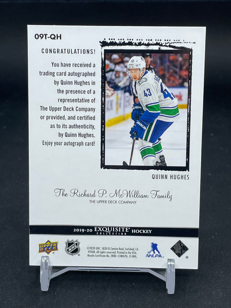 2019 UPPER DECK EXQUISITE COLLECTION - RETRO EXQUISITE ROOKIE AUTOGRAPH - Q. HUGHES - #09T-QH - #'D/99 - AUTOGRAPH - RC
