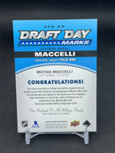 2023 UPPER DECK SP GAME USED - DRAFT DAY MARKS - M. MACCELLI - #DDM-MM - #'D/35 - RELIC - AUTOGRAPH