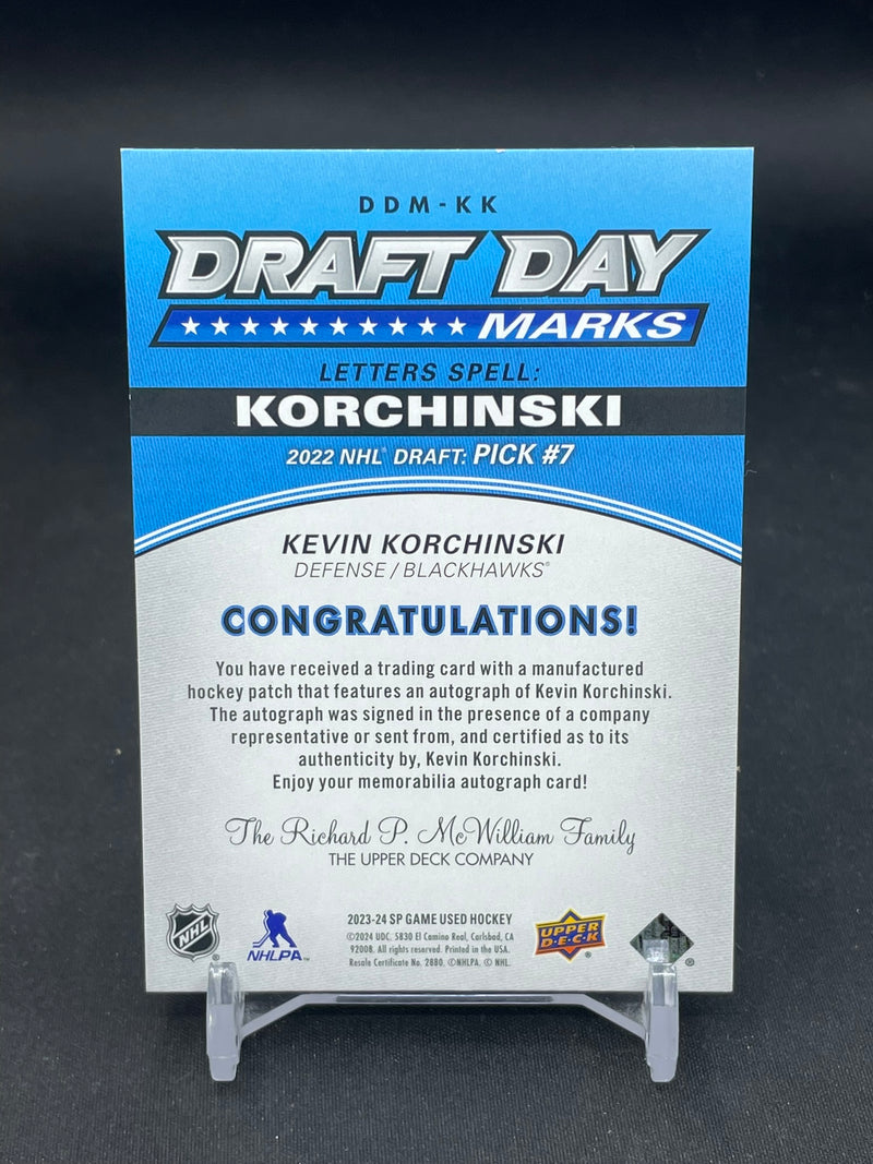 2023 UPPER DECK SP GAME USED - DRAFT DAY MARKS - K. KORCHINSKI - #DDM-KK - #'D/35 - RELIC - AUTOGRAPH