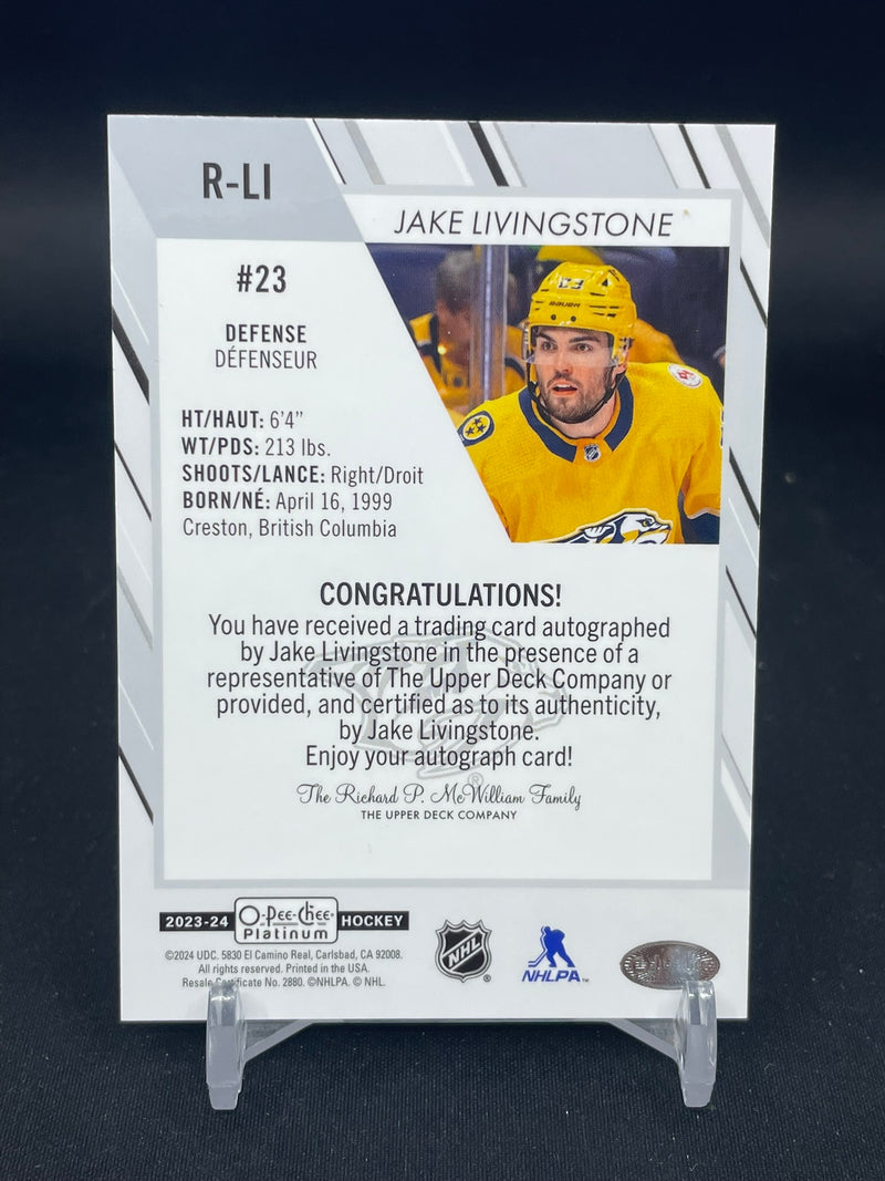 2023 UPPER DECK O-PEE-CHEE PLATINUM - ROOKIE AUTOGRAPHS - J. LIVINGSTONE -