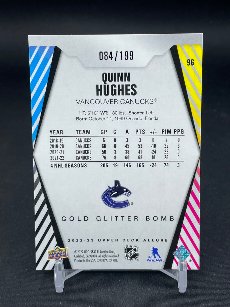 2022 UPPER DECK ALLURE - GOLD GLITTER BOMB - Q. HUGHES - #96 - #'D/199