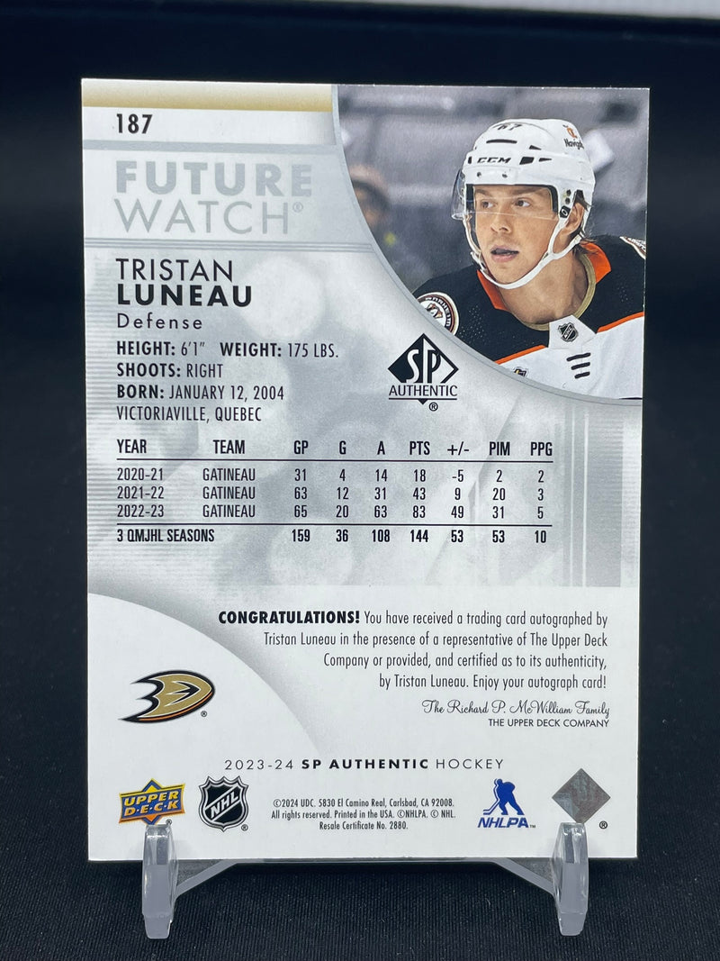 2023 UPPER DECK SP AUTHENTIC - FUTURE WATCH AUTO - T. LUNEAU - #187 - #'D/999 - AUTOGRAPH - RC