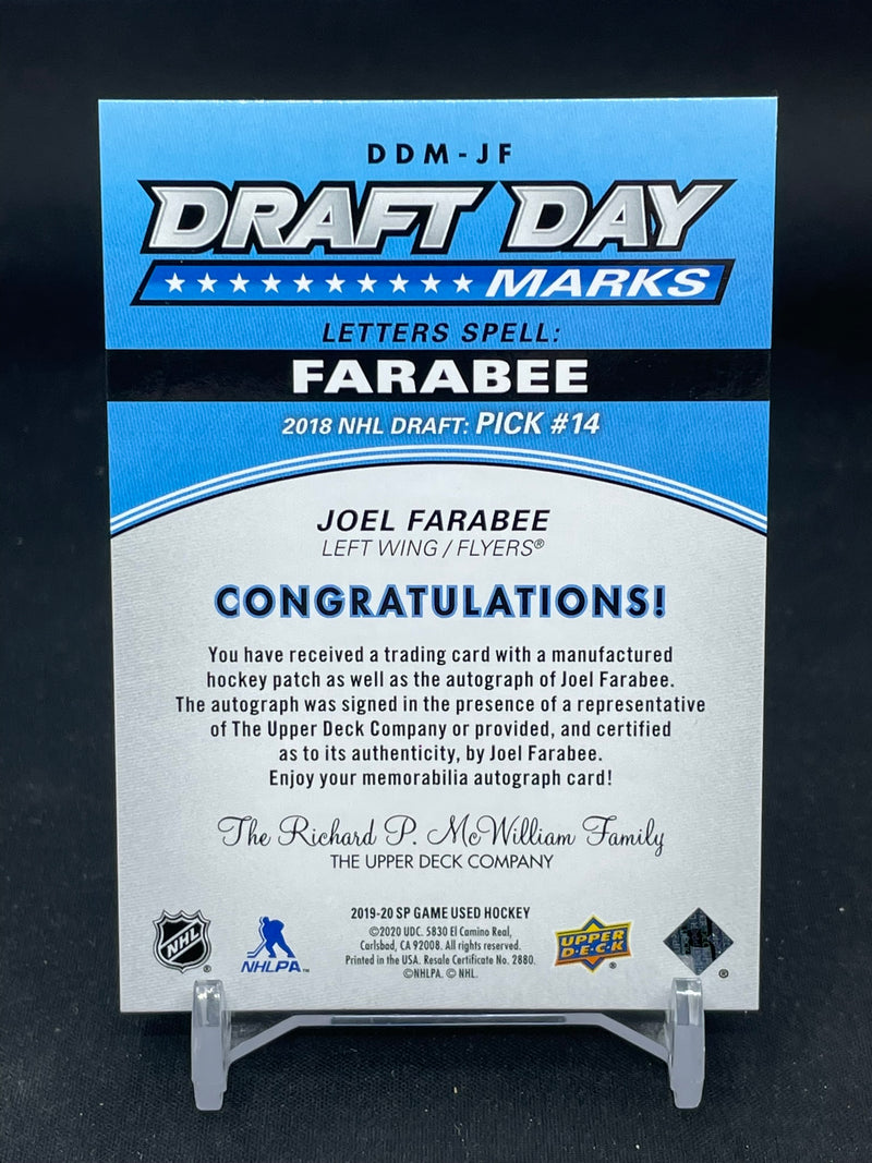 2019 UPPER DECK SP GAME USED - DRAFT DAY MARKS - J. FARABEE - #DDM-JF - #'D/35 - RELIC - AUTOGRAPH