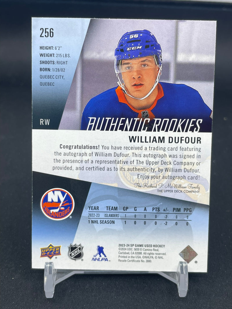 2023 UPPER DECK SP GAME USED - AUTHENTIC ROOKIES - W. DUFOUR -
