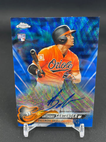 2018 TOPPS CHROME - BLUE WAVE REFRACTOR - A. SANTANDER - #RA-ANS - #'D.150 - AUTOGRAPH - RC