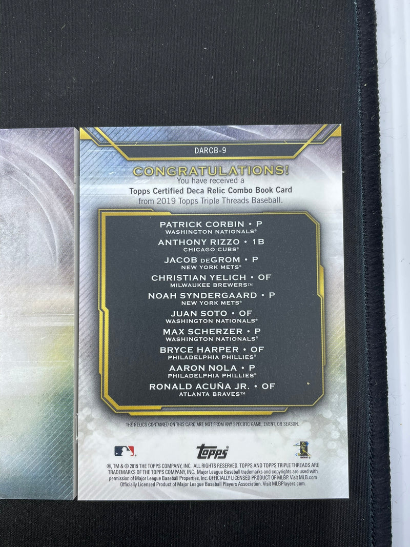 2019 TOPPS TRIPLE THREADS - DECA THREADS RELIC COMBO - 10X RELIC 5 CARD BOOKLET - #DARCB-9 - #'D/5