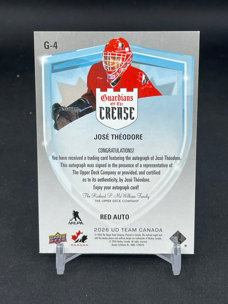 2026 UPPER DECK TEAM CANADA - RED AUTO - GUARDIANS OF THE CREASE - J. THEODORE -