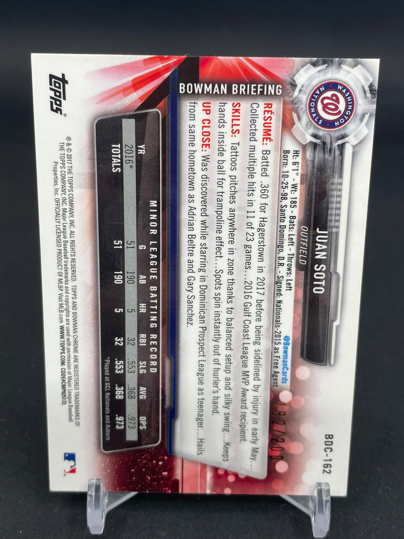 2017 TOPPS BOWMAN CHROME - 70TH BLUE REFRACTOR - J. SOTO - #BDC-162 - #'D/200