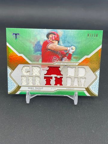 2018 TOPPS TRIPLE THREADS - GREEN - M. TROUT - #TTR-MT1 - #'D/18 - RELIC