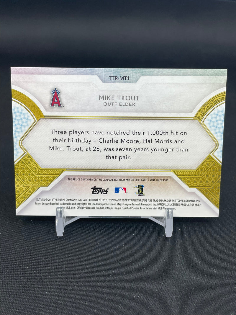 2018 TOPPS TRIPLE THREADS - GREEN - M. TROUT - #TTR-MT1 - #'D/18 - RELIC